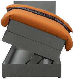 Boxspring Met Opbergruimte Liv Egaal - 90x200 Cm - Stof/Velvet - Grijs