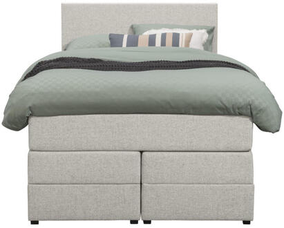 Boxspring Met Opbergruimte Liv Egaal - Ecru - 120x200 Cm - Stof - Crème