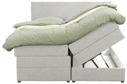 Boxspring Met Opbergruimte Liv Egaal - Ecru - 140x200 Cm - Stof - Crème