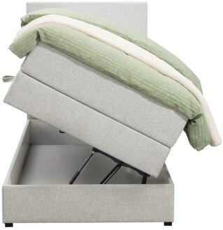 Boxspring Met Opbergruimte Liv Egaal - Ecru - 90x200 Cm - Stof - Crème