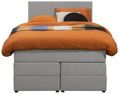 Boxspring Met Opbergruimte Liv Egaal - Licht - 120x200 Cm - Stof - Grijs