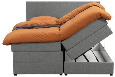 Boxspring Met Opbergruimte Liv Egaal - Licht - 180x200 Cm - Stof - Grijs