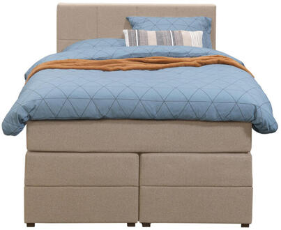 Boxspring Met Opbergruimte Liv Geblokt - 120x200 Cm - Stof - Beige