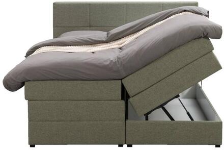 Boxspring Met Opbergruimte Liv Geblokt - 180x200 Cm - Stof - Groen
