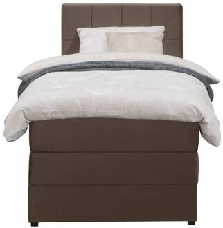 Boxspring Met Opbergruimte Liv Geblokt - 90x200 Cm - Stof/Velvet - Bruin