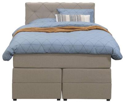 Boxspring Met Opbergruimte Liv Geruit - 120x200 Cm - Stof - Beige
