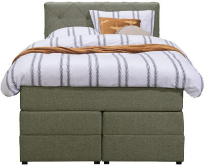 Boxspring Met Opbergruimte Liv Geruit - 120x200 Cm - Stof - Groen