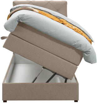 Boxspring Met Opbergruimte Liv Geruit - 90x200 Cm - Stof - Beige