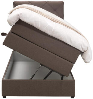 Boxspring Met Opbergruimte Liv Geruit - Donker - 90x200 Cm - Stof - Bruin