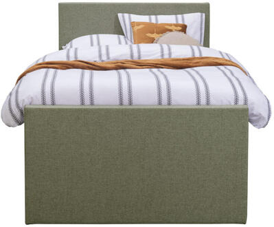 Boxspring Met Voetbord Liv Egaal - 120x200 Cm - Ronde Poot - Stof - Groen