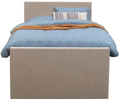 Boxspring Met Voetbord Liv Egaal - 120x200 Cm - Slanke Poot - Stof - Beige