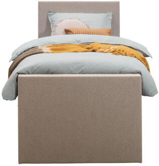 Boxspring Met Voetbord Liv Egaal - 90x200 Cm - Ronde Poot - Stof - Beige