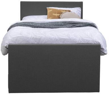 Boxspring Met Voetbord Liv Egaal - Antraciet - 120x200 Cm - Vierkante Poot - Stof - Grijs