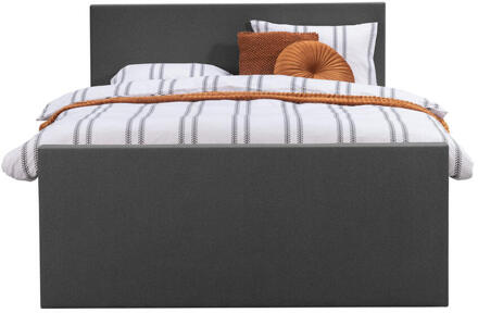 Boxspring Met Voetbord Liv Egaal - Antraciet - 180x200 Cm - Vierkante Poot - Stof - Grijs