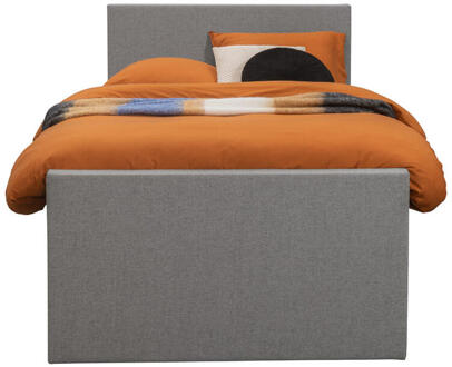 Boxspring Met Voetbord Liv Egaal - Licht - 120x200 Cm - Ronde Poot - Stof - Grijs