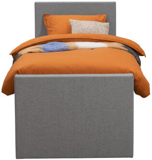 Boxspring Met Voetbord Liv Egaal - Licht - 90x200 Cm - Vierkante Poot - Stof - Grijs