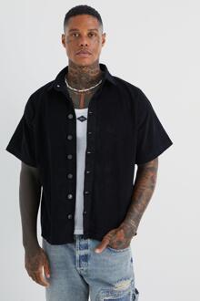 Boxy Corduroy Overhemd, Black - M
