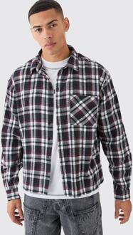 Boxy Pocket Flannel Shirt, Black - M