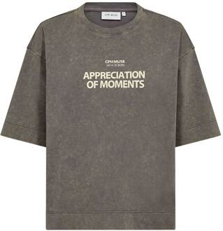 Boxy t-shirt met print Muse  grijs