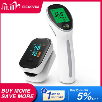 BOXYM Fingertip Pulse Oximeter & Digital Infrared Thermometer For Baby&Adult Medical Family Health Care Travel Packages