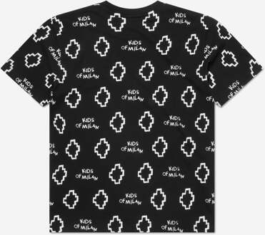 Boy's Marcelo Burlon Juniors Basic Logo Allover Print T-Shirt in Black-White Zwart/wit