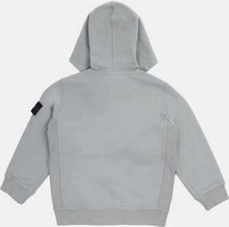 Boy's Stone Island Juniors Badge Full-Zip Hoodie in Grey Grijs