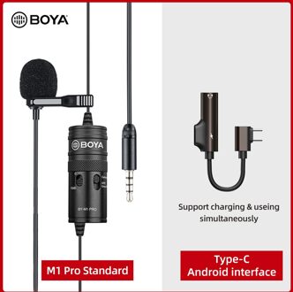 Boya BY-M1 Pro Lavalier Microfoon Clip-On Condensator Microfoon Wired 3.5Mm Microfoon Voor Iphone Android Smartphone Vlog Dslr camcorder Audio BY-M1 PRO Kit 3