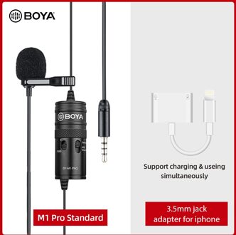 Boya BY-M1 Pro Lavalier Microfoon Clip-On Condensator Microfoon Wired 3.5Mm Microfoon Voor Iphone Android Smartphone Vlog Dslr camcorder Audio BY-M1 PRO Kit 4