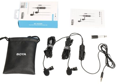 Boya BY-M1DM BY-M1 Microfoon Met 6M Kabel Dual-Head Lavalier Revers Clip-On Voor Dslr Canon Nikon iphone Camcorders Opname