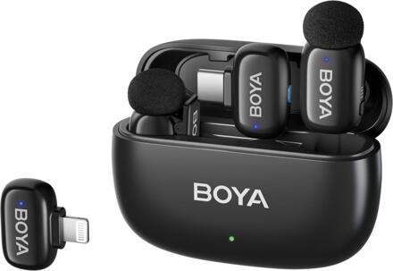 Boya MINI-12 Ultra-Mini Wireless Microphone 2TX + 2RX - Zwart