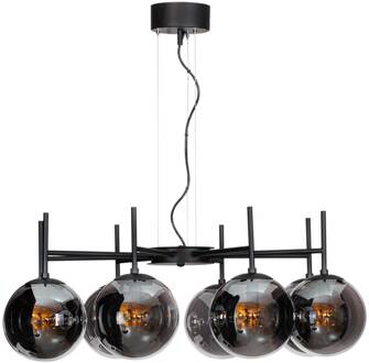 Boyle hanglamp, 8-lamps zwart, rookgrijs