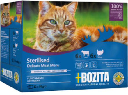 Bozita Indoor & Sterilised vlees stukjes in gelei multipack natvoer kat 24 x 85 g