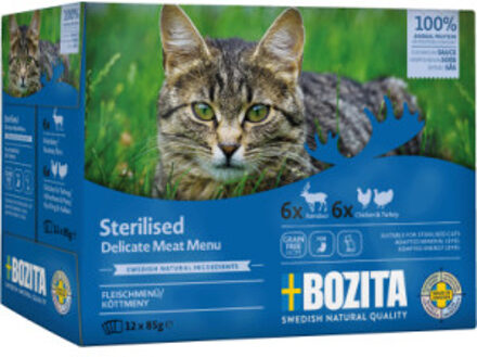 Bozita Indoor & Sterilised vlees stukjes in saus multipack natvoer kat 24 x 85 g