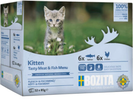 Bozita Kitten met vlees & vis in saus multipack natvoer kat 24 x 85 g