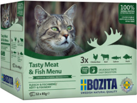 Bozita vlees & vis in gelei multipack natvoer kat 2 trays (24 x 85 g)