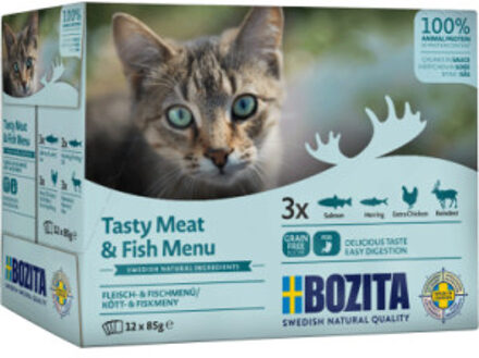 Bozita vlees & vis multipack natvoer kat 2 trays (24 x 85 g)