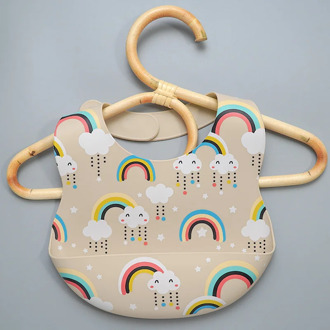 BPA Free Baby Printed Silicone Waterproof Bibs Infant Adjustable Saliva Towel Portable Burp Cloth For Children