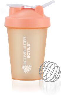 Bpa Gratis Gym Fitness Sport Eiwit Shaker Fles 400Ml/12Oz Met Plastic Handvat Blender Bal Oranje