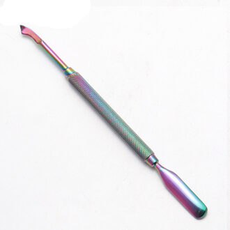 Bqan Rainbow Dual-Ended Nail Cuticle Pusher Lepel Roestvrij Staal Dode Huid Push Remover Pedicure Cleaner Nail Art Gereedschap