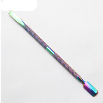 Bqan Rainbow Dual-Ended Nail Cuticle Pusher Lepel Roestvrij Staal Dode Huid Push Remover Pedicure Cleaner Nail Art Gereedschap