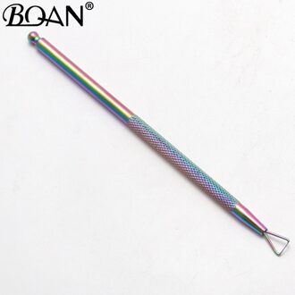 Bqan Rainbow Dual-Ended Nail Cuticle Pusher Lepel Roestvrij Staal Dode Huid Push Remover Pedicure Cleaner Nail Art Gereedschap