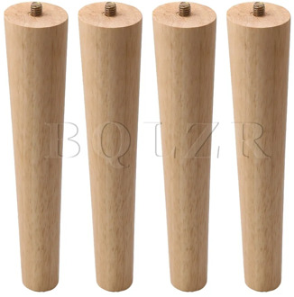 BQLZR 20cm Height Wood Color Rubber Wood Furniture Legs M8 Thread Replacement for Cabinet Chair Couch Table Bed Feet Pack of 4