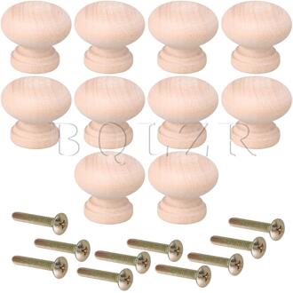 Bqlzr 28Mm Houten Handvat Ronde Kast Lade Knoppen Pulls Handvatten Set Van 10