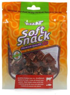 Braaaf Soft snacks Blokjes - Hondensnack - Rund - Vis - 130 gram