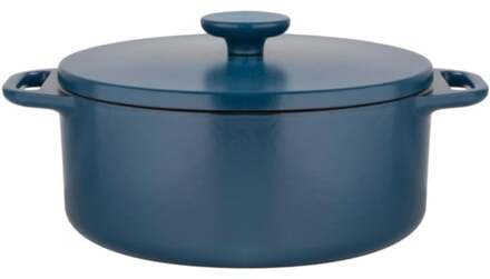 braadpan met deksel - gietijzer - blauw/zwart - ø24 cm
