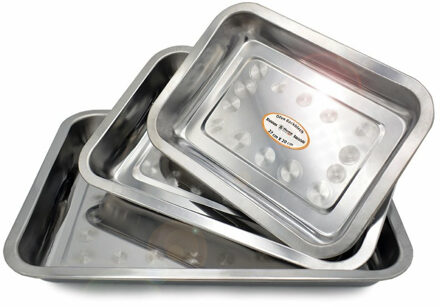 Braadsledes/ovenschalen - set van 3x stuks - rvs metaal - zilver - 3 formaten