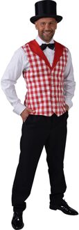 Brabant Gilet rood/wit geblokt heren