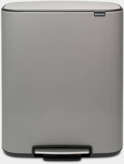 Brabantia Bo pedaalemmer 2 x 30 liter met 2 kunststof binnenemmer - Mineral Concrete Grey Grijs