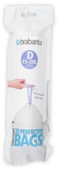 Brabantia Perfect Fit afvalzakken - 15/20 liter - Code D - 20 stuks Wit