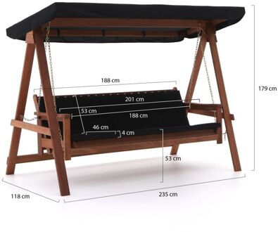 Braga lig- en schommelbank 235x118cm - Laagste prijsgarantie! Taupe